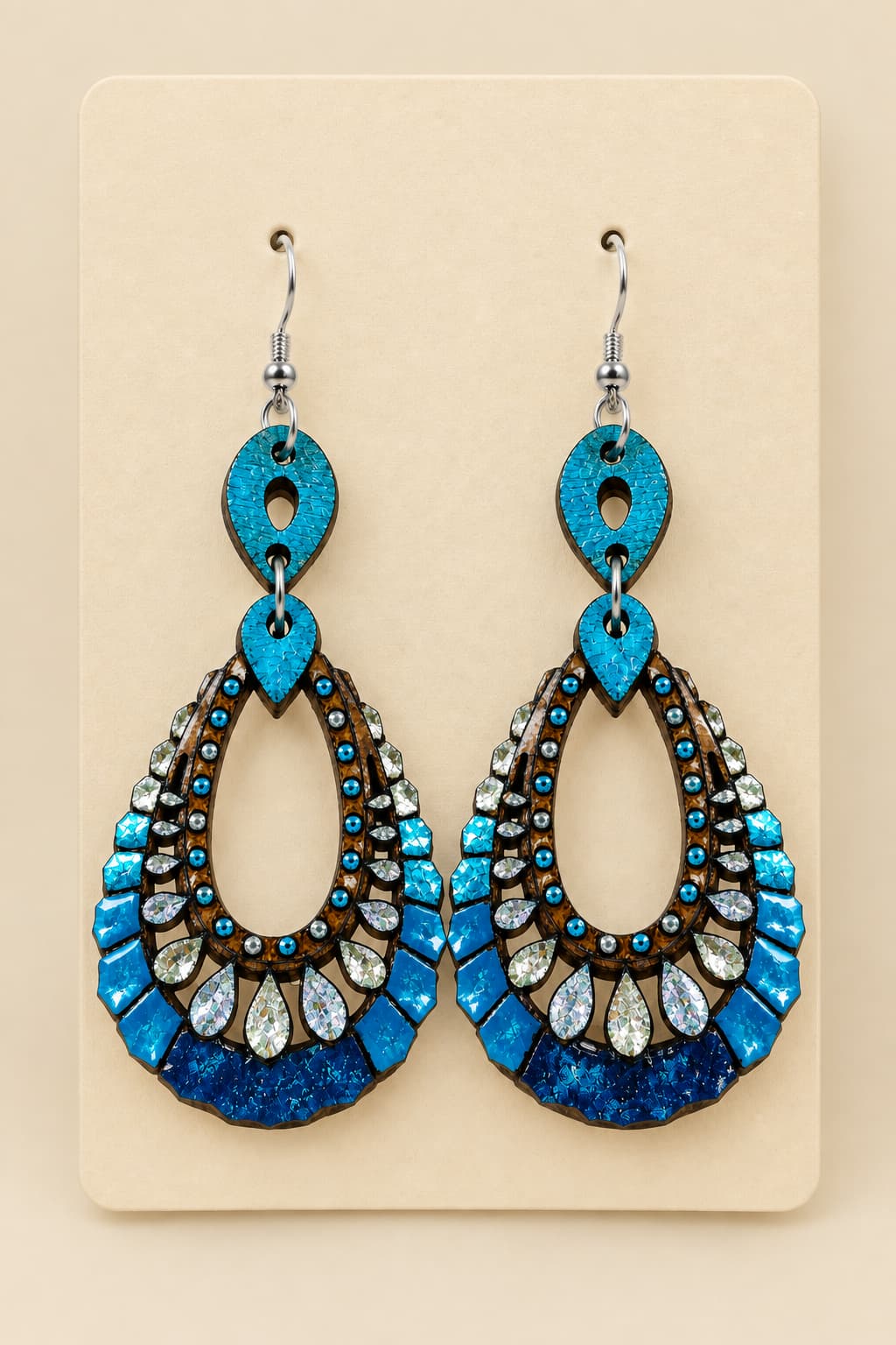 گوشواره چوبی طرح کاشی