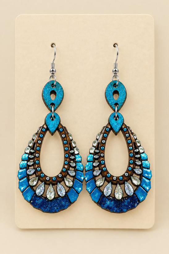 گوشواره چوبی طرح کاشی